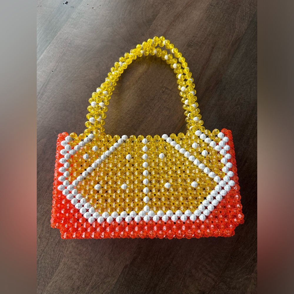 Susan Alexandra Citrus Beaded Orange and Yellow Shoulder Bag Purse